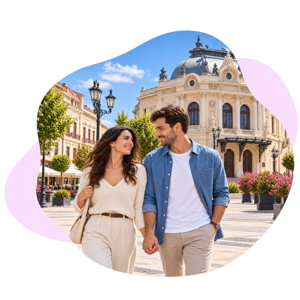 Un cuplu împărtășește un moment împreună.